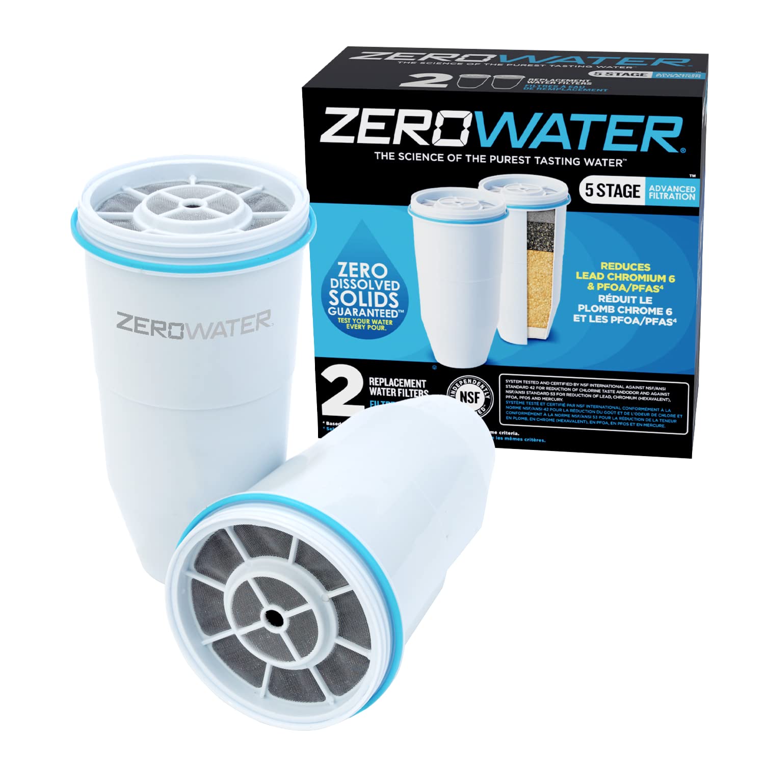 ZERO WATER 交換用フィルター 5段階　2パック Amazon.com: ZeroWater 22 Cup Ready-Read 5-Stage Water Filter